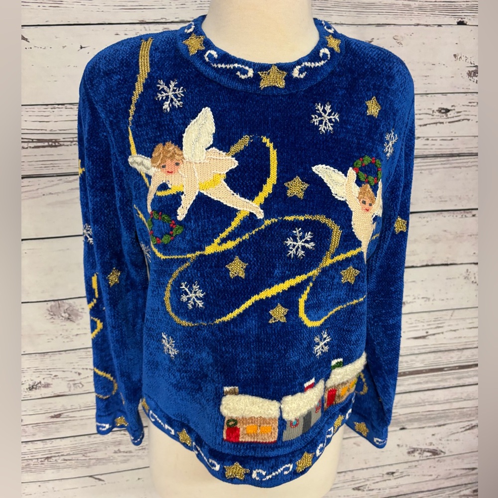 Vintage Claire Murray 80’s Stunning Christmas Sweater Hand Knit Embroidered - Picture 5 of 16